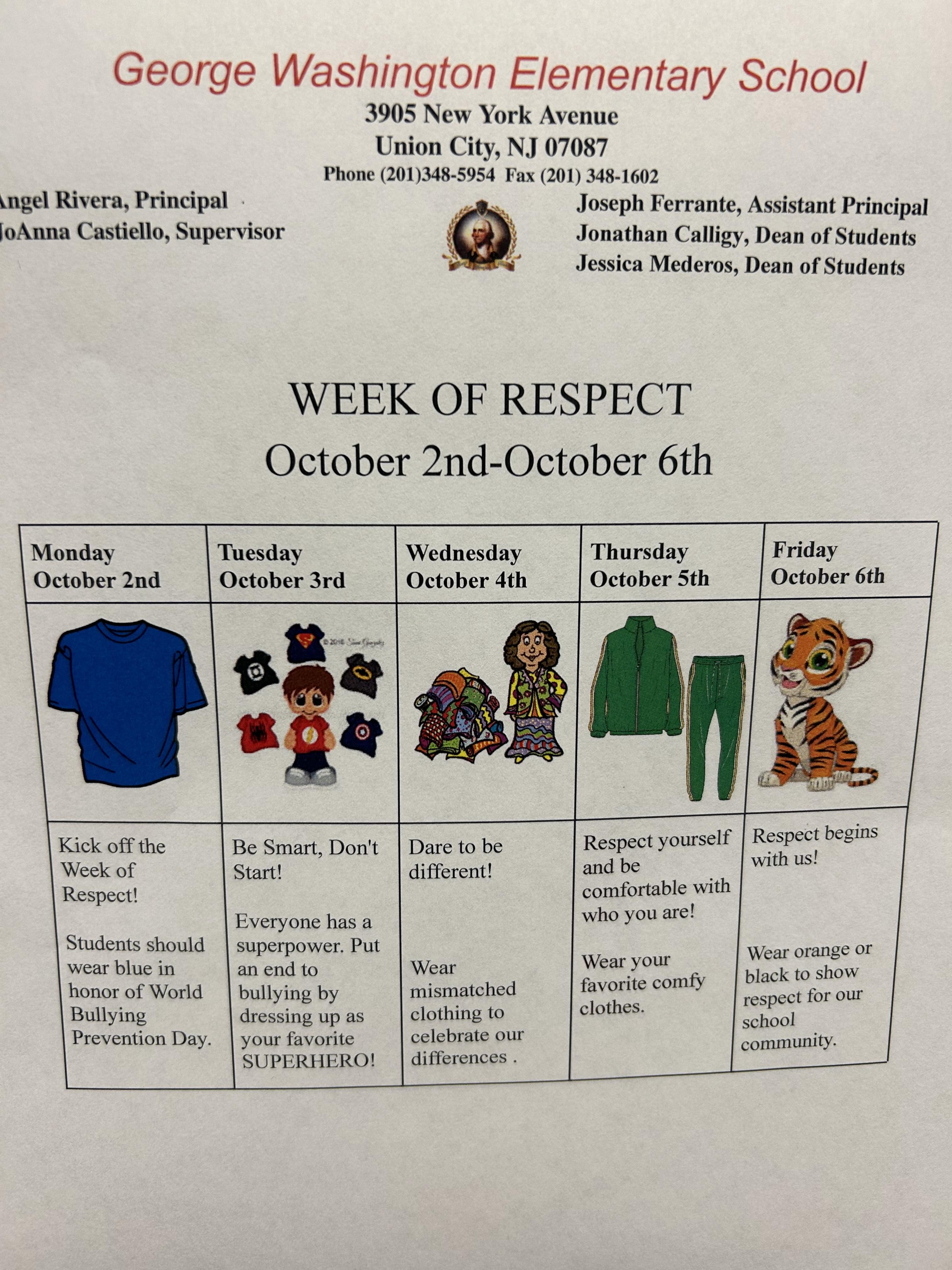 Week of Respect 2023 at the Washington School