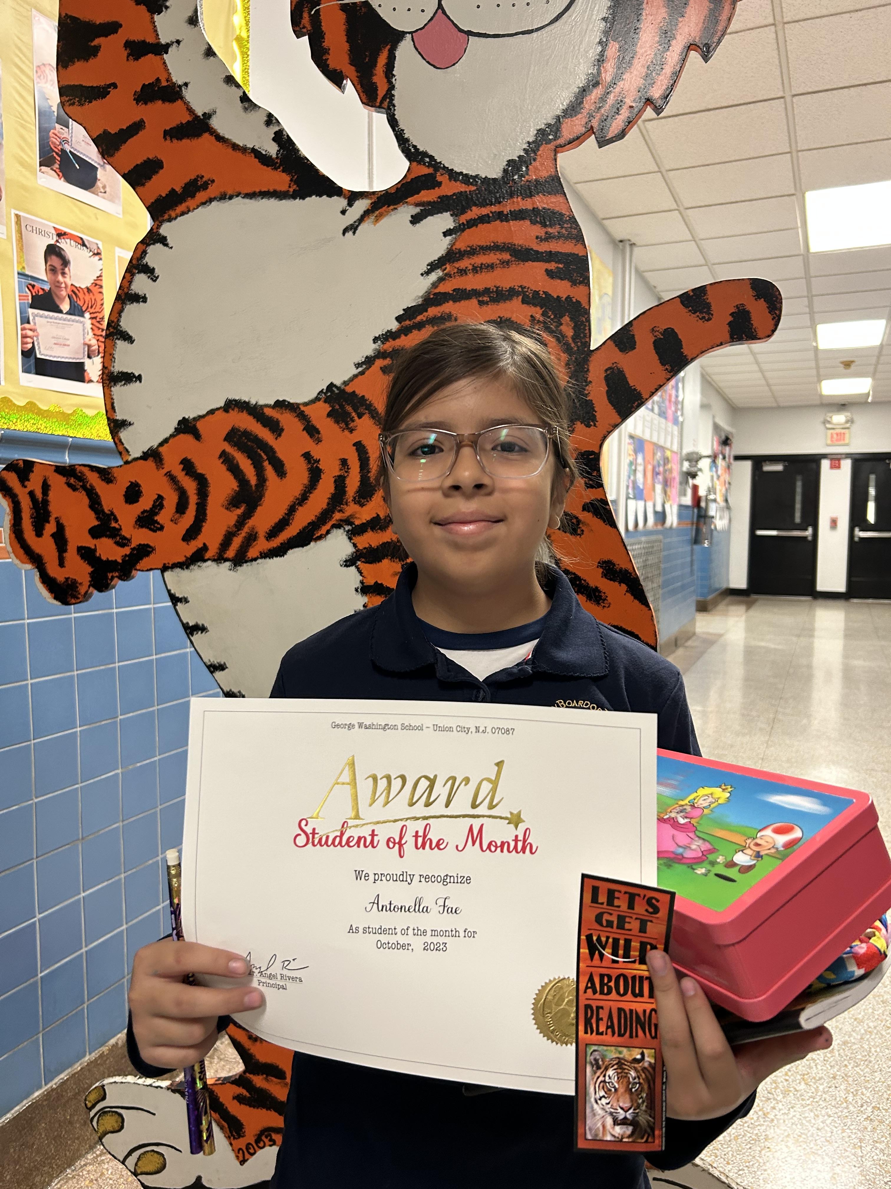 Washington School October 2023 Student of The Month
