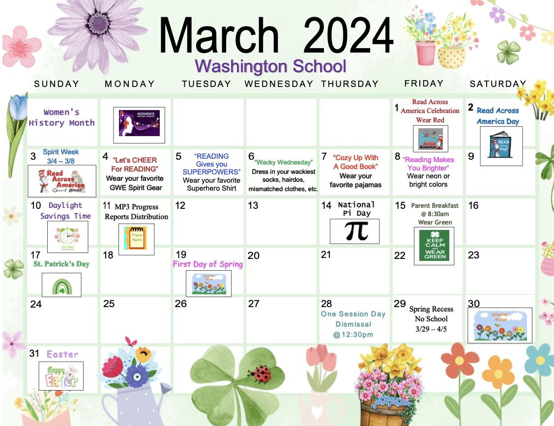 March 2024 Calendar-Washington School