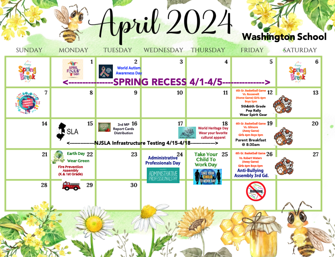 April 2024 Calendar-Washington School