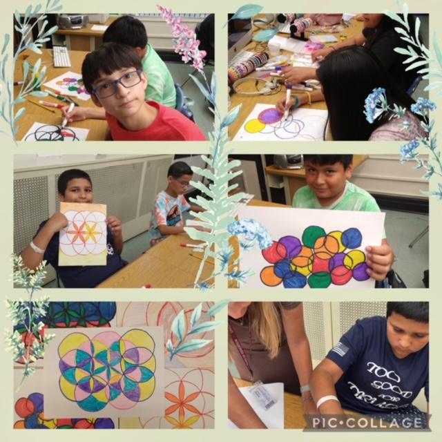 Week 4 of the 21st Century Summer Program-Students Posing With Artwork