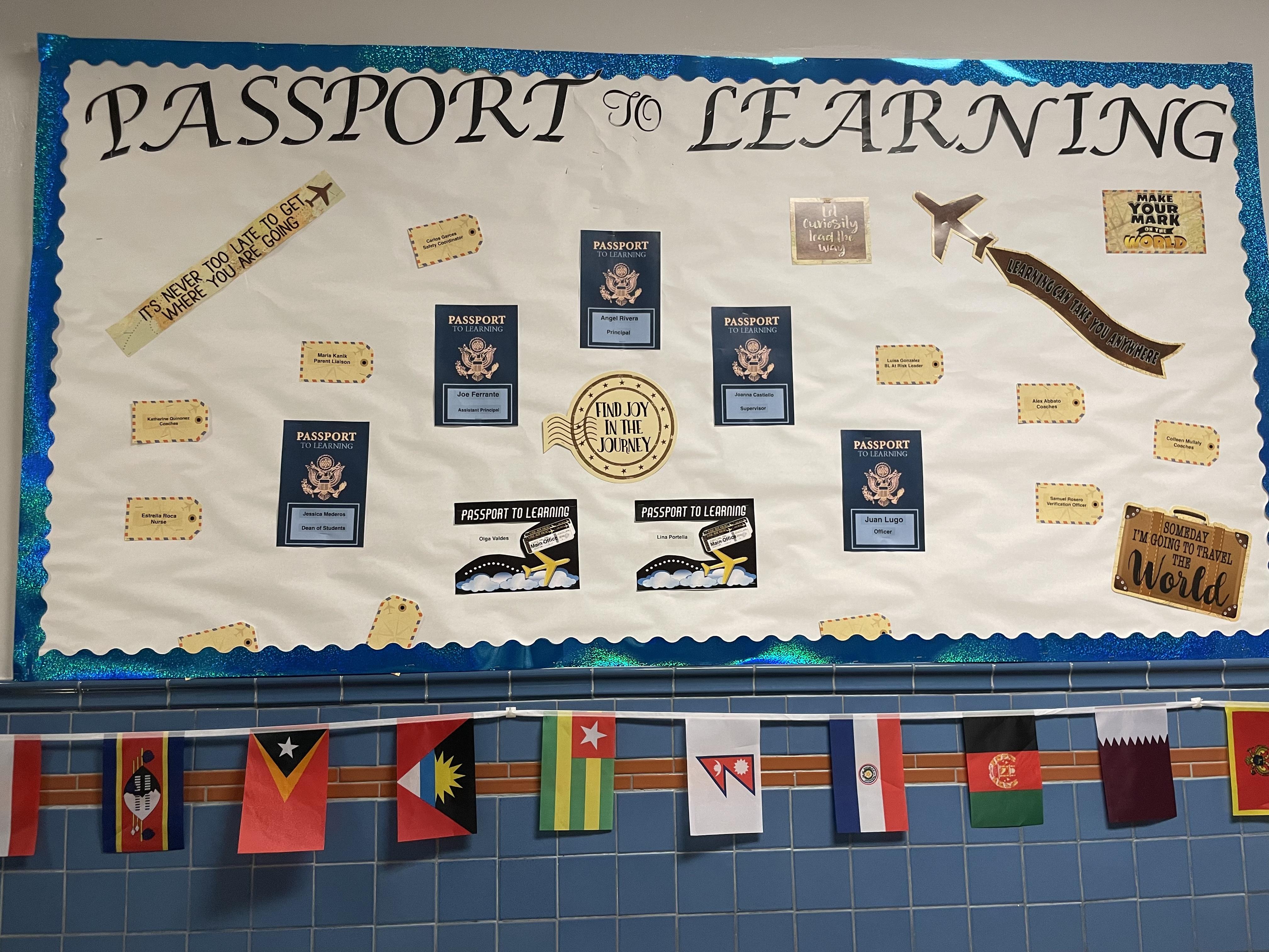Welcome Back-Washington School-Passport To Learning Bulletin Board