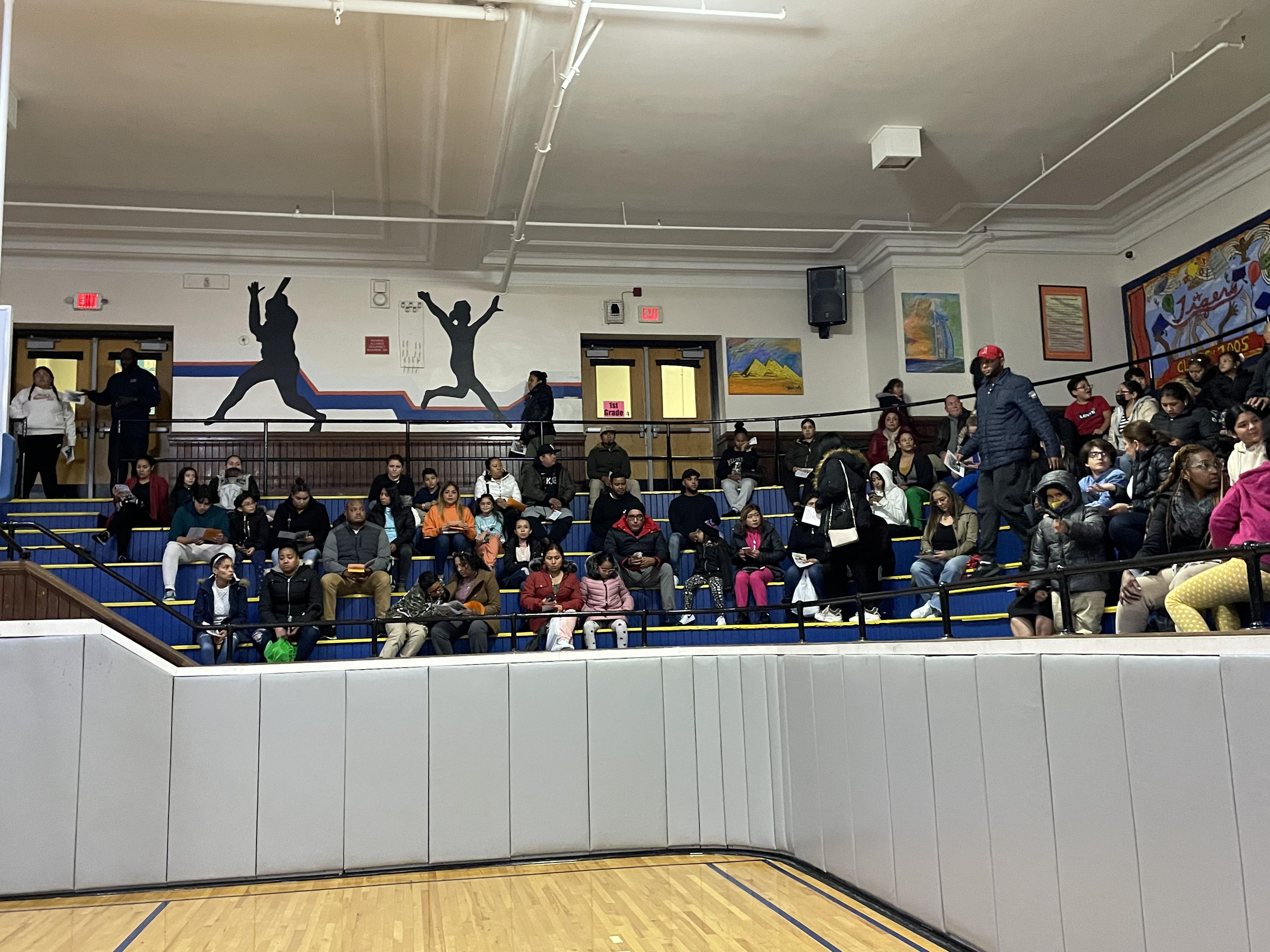 Students and Parents in the Washington School Gymnasium