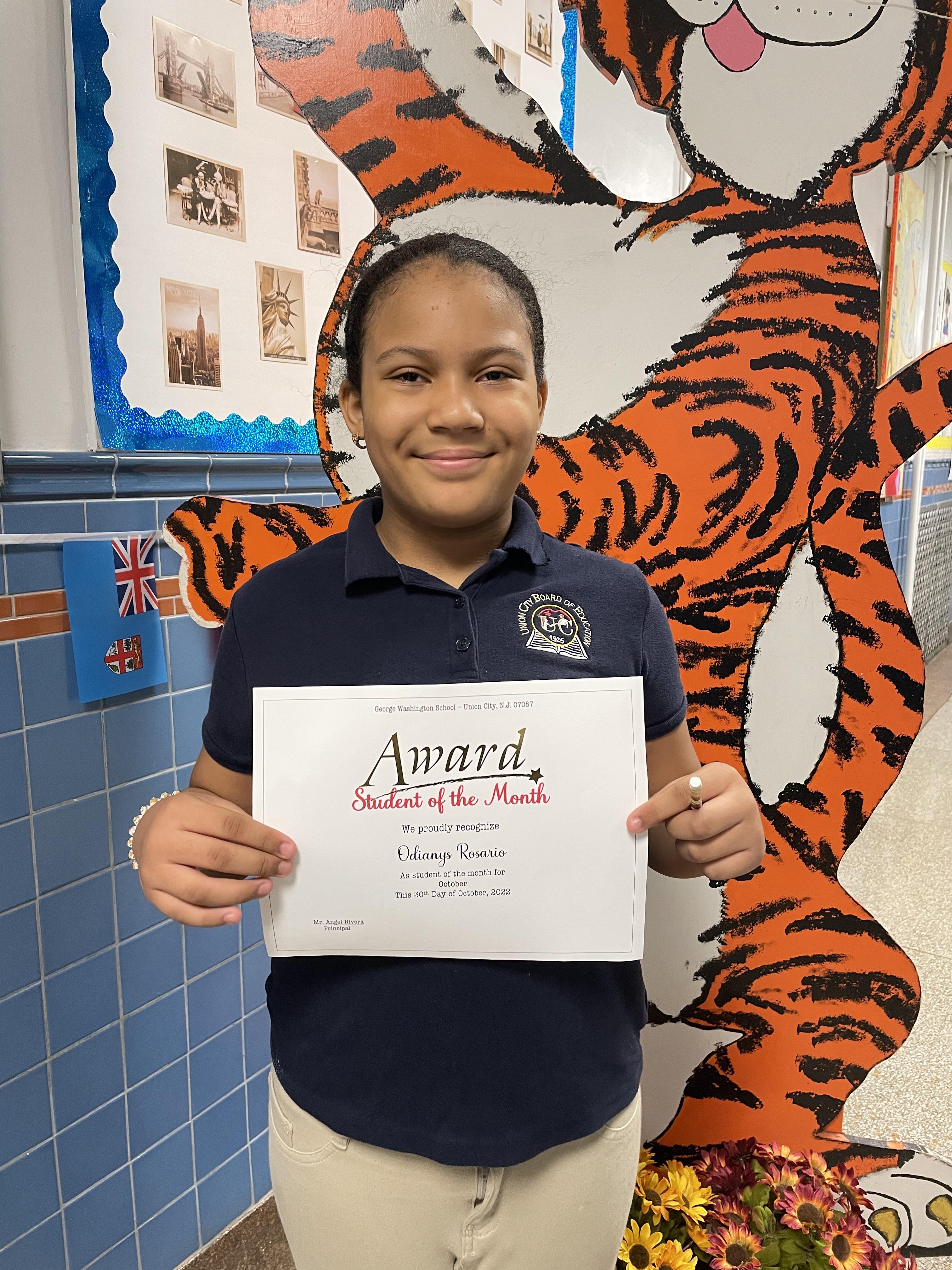 October 2022 Student of The Month-Washington School