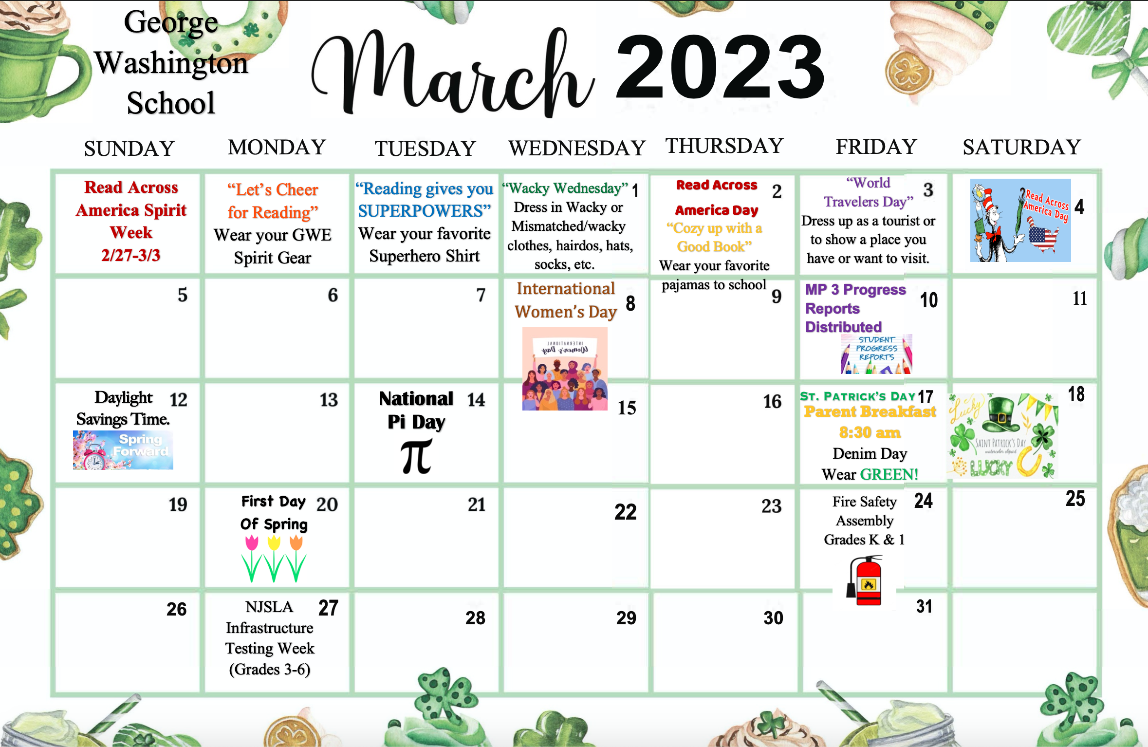 March 2023 Calendar-George Washington School