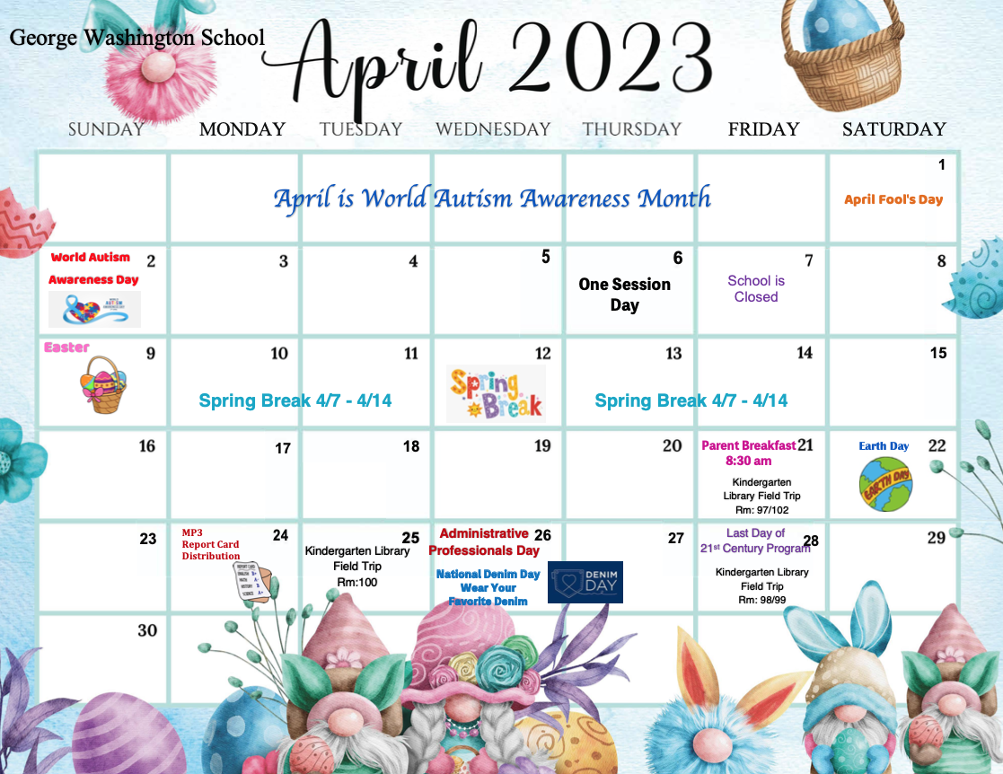 April 2023 Calendar-Washington School