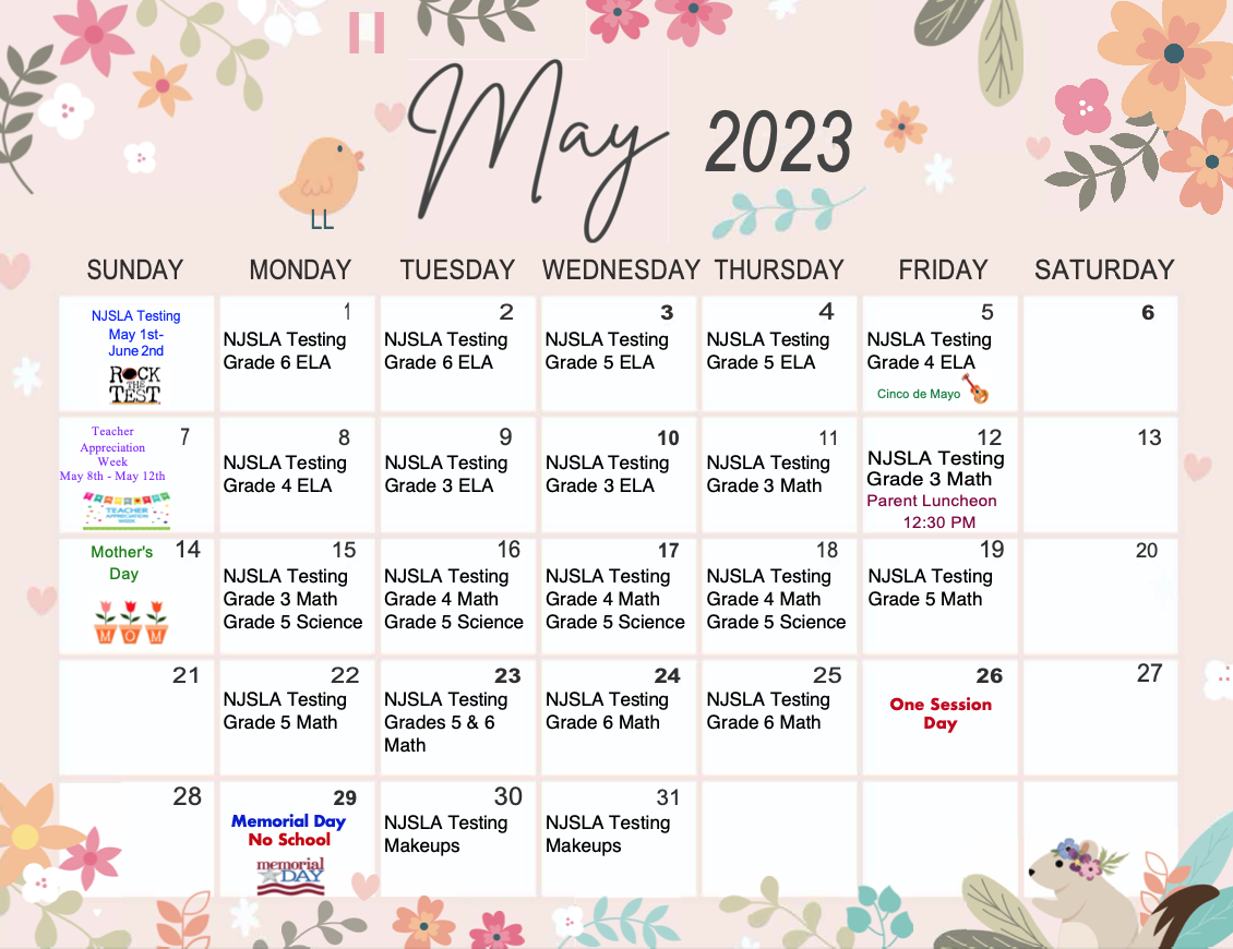 May 2023 Calendar-Washington School