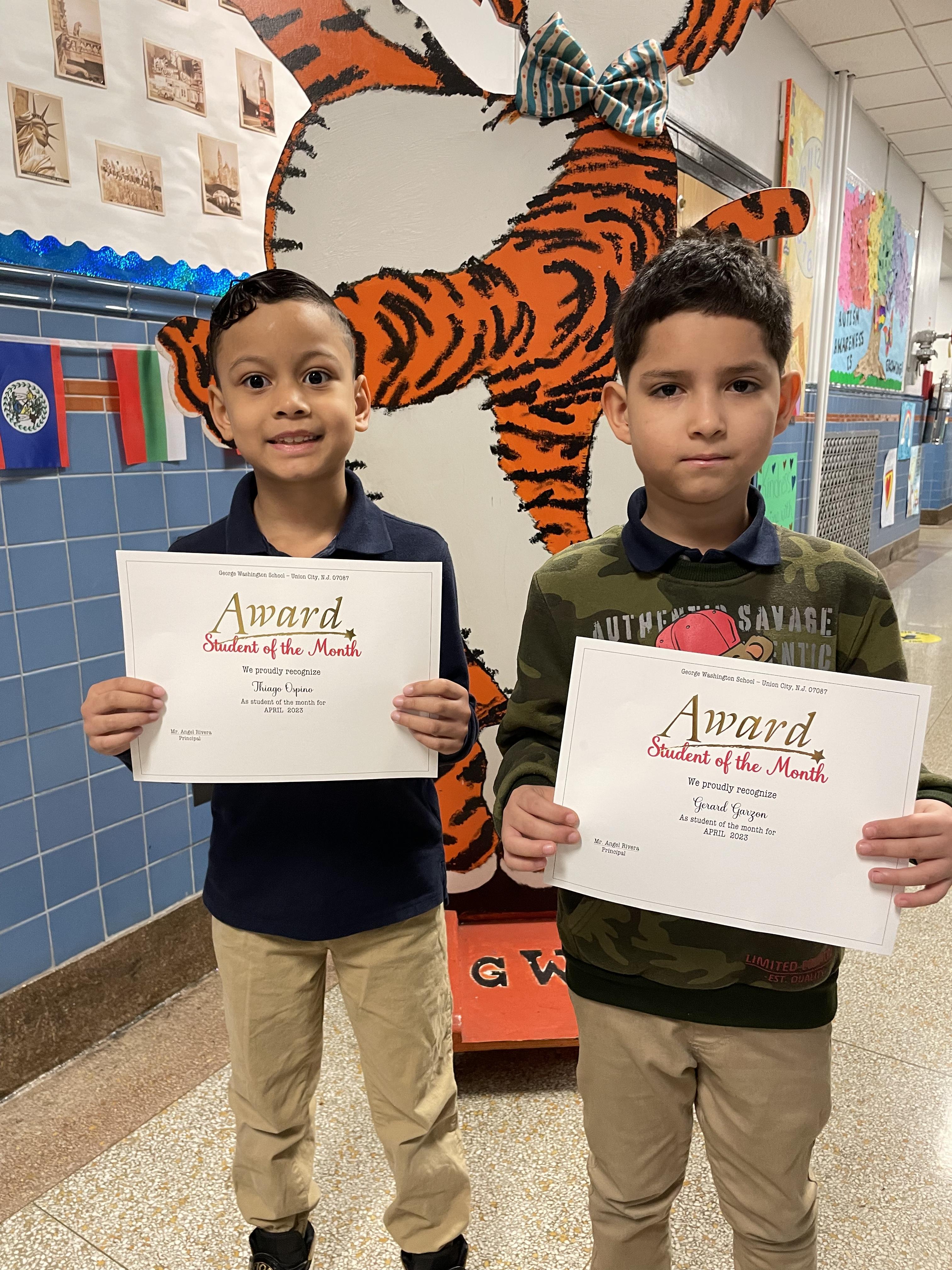 Washington School April 2023 Students of The Month