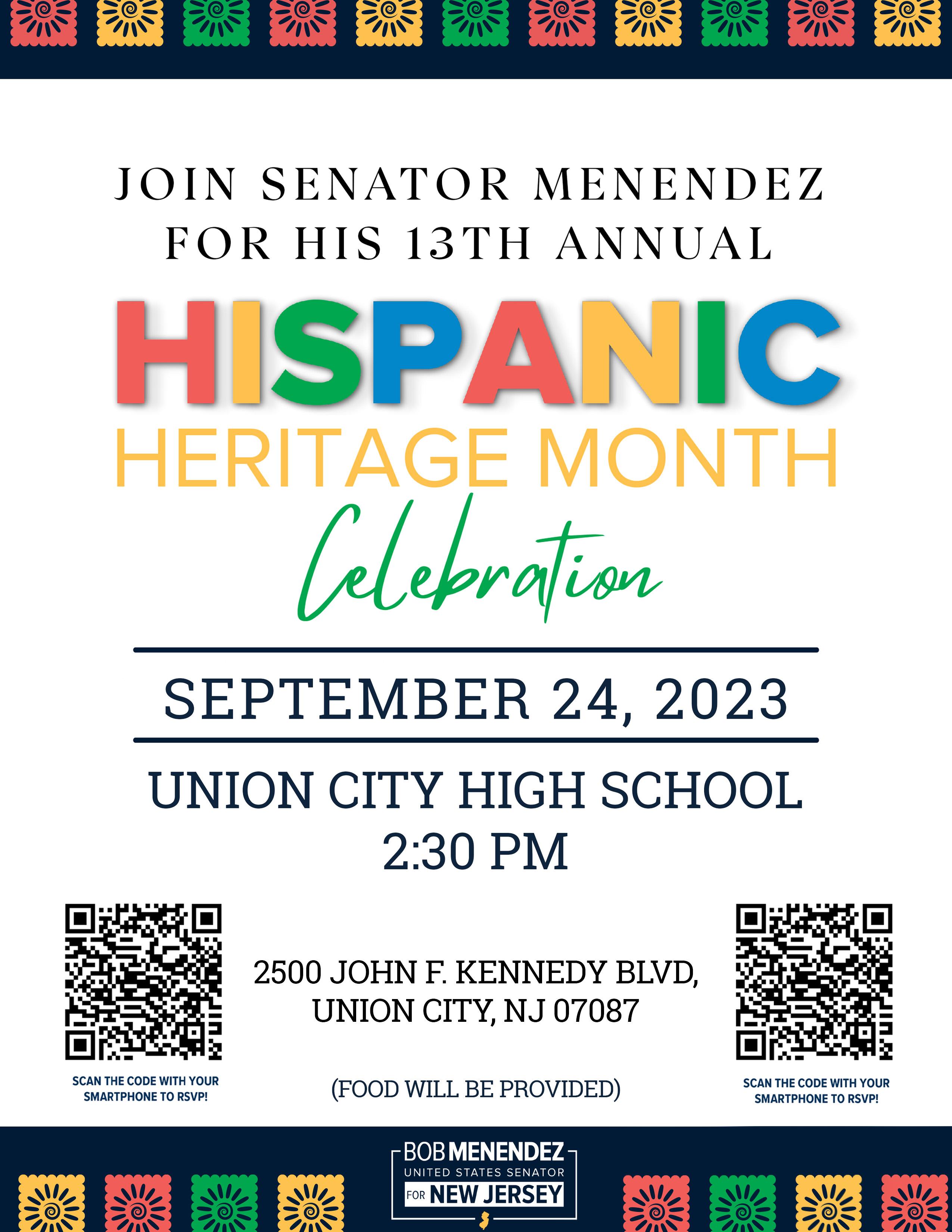 U.S. Senator Bob Menendez Hispanic Heritage Month Celebration-English